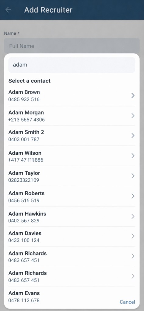 Import contacts from device